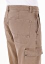 thumb-Comfort Fit Orta Bel Düz Paça Erkek Dokuma Bej Pantolon