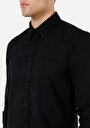 thumb-Slim Fit Shirt Neck  Erkek Siyah Uzun Kol Gömlek