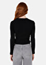 thumb-Slim Fit Yuvarlak Yaka Düz Kadın Siyah Uzun Kol Tişört