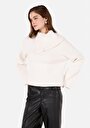 thumb-Regular Fit Balıkçı Yaka  Kadın Ekru Kazak