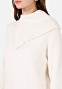 thumb-Regular Fit Balıkçı Yaka  Kadın Ekru Kazak