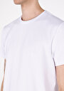 thumb-Regular Fit Yuvarlak Yaka Jakarlı Erkek Beyaz Kısa Kol Tişört
