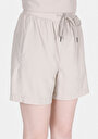 thumb-Regular Fit Orta Bel Düz Kadın Taş Şort