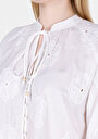 thumb-Regular Fit Hakim Yaka Düz Kadın Beyaz Uzun Kol Gömlek