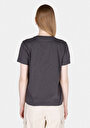 thumb-Regular Fit Pamuklu Yuvarlak Yaka Baskılı Kadın Antrasit Kısa Kol Tişört