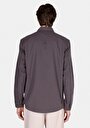 thumb-Regular Fit Shirt Neck Düz Erkek Gri Uzun Kol Gömlek