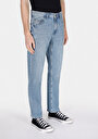 thumb-Regular Fit Orta Bel Düz Paça Erkek Light İndigo Denim Jean Cepli Pantolon