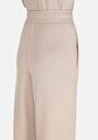 thumb-Regular Fit Orta Bel Düz Kadın Bej Eşofman Altı