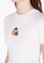 thumb-Slim Fit Yuvarlak Yaka Baskılı Kadın Beyaz Kısa Kol Tişört