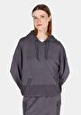 thumb-Regular Fit Kapüşonlu Düz Kadın Antrasit Sweatshirt