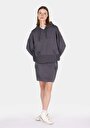thumb-Regular Fit Kapüşonlu Düz Kadın Antrasit Sweatshirt