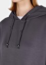 thumb-Regular Fit Kapüşonlu Düz Kadın Antrasit Sweatshirt