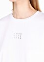 thumb-Comfort Fit Yuvarlak Yaka Baskılı Kadın Beyaz Kısa Kol Tişört