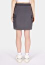 thumb-Slim Fit Düz Bağcıklı Kadın Antrasit Etek