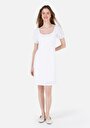 thumb-Regular Fit Düz Kadın Beyaz Kısa Kol Elbise
