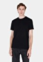 thumb-Regular Fit Yuvarlak Yaka Jakarlı Erkek Siyah Kısa Kol Tişört