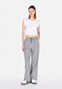 thumb-Straıght Fıt Yüksek Bel Geniş Paça Kadın Antrasit  Pantolon
