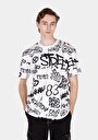 thumb-Comfort Fit Yuvarlak Yaka Baskılı Erkek Beyaz Kısa Kol Tişört