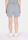 thumb-Regular Fit Orta Bel Düz Kadın Gri Şort