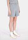 thumb-Regular Fit Orta Bel Düz Kadın Gri Şort