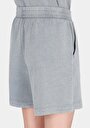 thumb-Regular Fit Orta Bel Düz Kadın Gri Şort