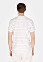 thumb-Regular Fit Yuvarlak Yaka Çizgili Erkek Beyaz Kısa Kol Tişört