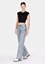 thumb-Regular Fit Yüksel Bel Geniş Paça Kadın Denim Jean Pantolon