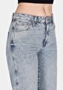 thumb-Regular Fit Yüksel Bel Geniş Paça Kadın Denim Jean Pantolon