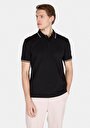 thumb-Regular Fit Polo Yaka Jakarlı Erkek Siyah Kısa Kol Tişört