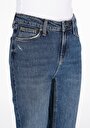 thumb-Slim Fit Orta Bel Düz Paça Kadın İndigo Jean Pantolon