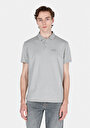 thumb-Regular Fit Polo Yaka Düz Erkek Gri Örme Kısa Kol Tişört