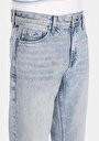 thumb-Regular Fit Orta Bel Düz Paça Cepli Erkek Bleach İndigo Denim Jean Pantolon