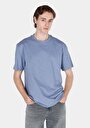 thumb-Comfort Fit Yuvarlak Yaka Düz Erkek Mavi Kısa Kol Tişört