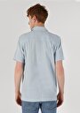 thumb-Regular Fit Shirt Neck Düz Erkek Mavi Kısa Kol Gömlek