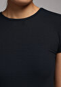 thumb-Slim Fit Yuvarlak Yaka Düz Kadın Siyah Kısa Kol Tişört