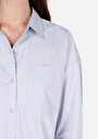 thumb-Relaxed Fit Shirt Neck Düz Kadın Mavi Uzun Kol Gömlek