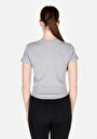 thumb-Slim Fit Yuvarlak Yaka Baskılı Kadın Gri Kısa Kol Tişört
