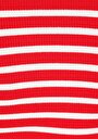thumb-Slim Fit Yuvarlak Yaka Çizgili Kadın Kirmizi Kısa Kol Tişört
