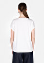 thumb-Regular Fit Yuvarlak Yaka Düz Kadın Beyaz Kısa Kol Örme Cepsiz Tişört