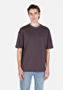 thumb-Oversize Fit Yuvarlak Yaka Erkek Antrasit Pamuk Kısa Kollu Tişört