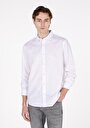 thumb-Regular Fit Shirt Neck Cepsiz Düz Erkek Beyaz Uzun Kol Gömlek