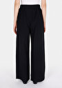 thumb-Regular Fit Yüksel Bel Geniş Paça Kadın Siyah  Pantolon