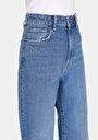 thumb-Regular Fit Yüksel Bel Geniş Paça Kadın Denim Jean Pantolon