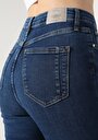 thumb-Skinny Fit Yüksel Bel Dar Paça Pamuk Kadın İndigo Jean Pantolon