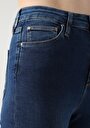 thumb-Skinny Fit Yüksel Bel Dar Paça Pamuk Kadın İndigo Jean Pantolon