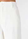 thumb-Regular Fit Yüksek Bel Geniş Paça Kadın Beyaz  Pantolon