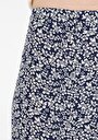 thumb-Midi Skirt Çiçekli Fermuarlı Kadın Lacivert Etek