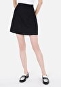 thumb-Mini Skirt Düz Fermuarlı Kadın Siyah Astarlı Etek