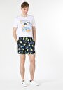 thumb-Slim Fit Baskılı Erkek Çok Renkli Deniz Şortu