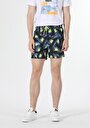 thumb-Slim Fit Baskılı Erkek Çok Renkli Deniz Şortu